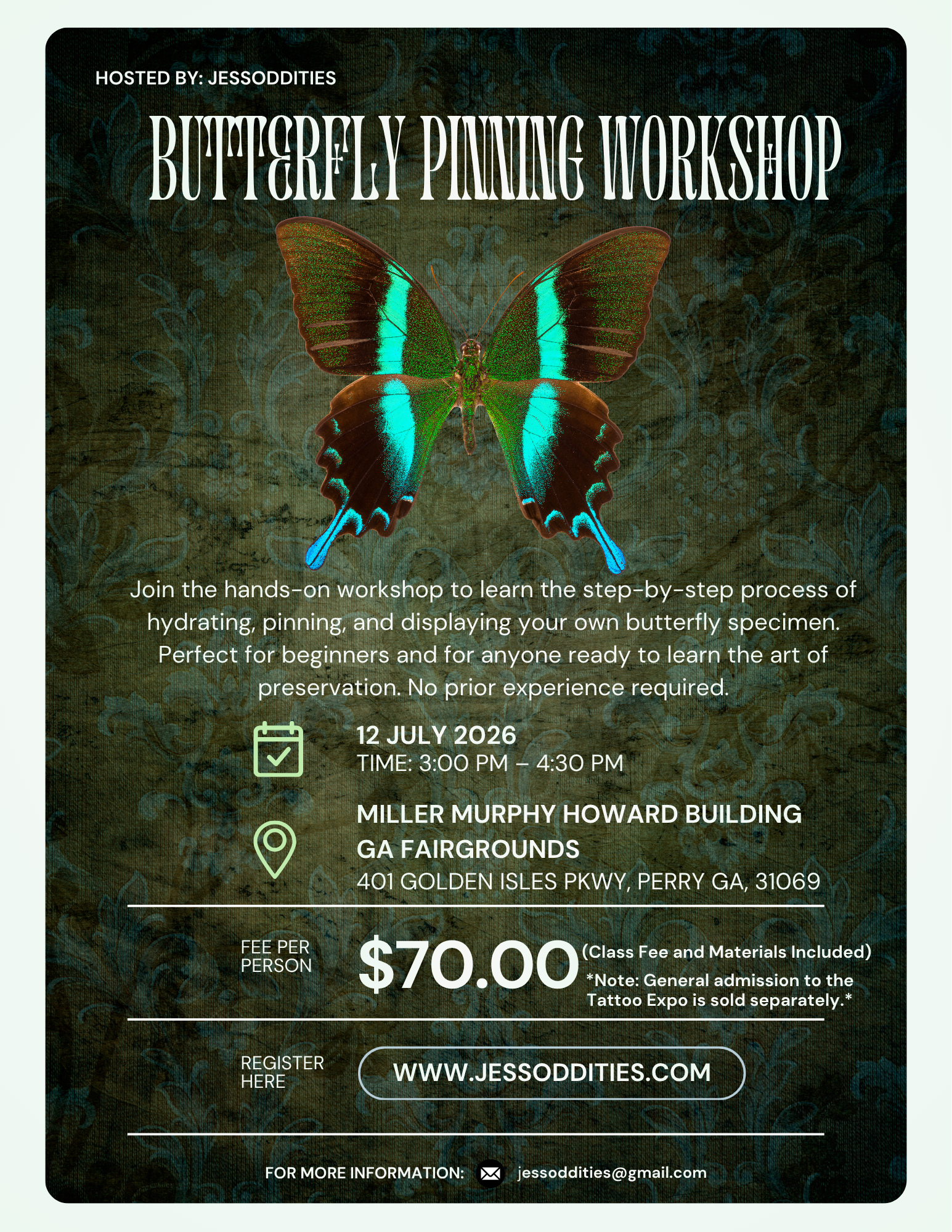 Butterfly Pinning Workshop Flyer